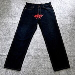 A Bathing Ape BAPE Jeans Mens‎ 34 Dark Wash Denim Red Star Japan Streetwear
